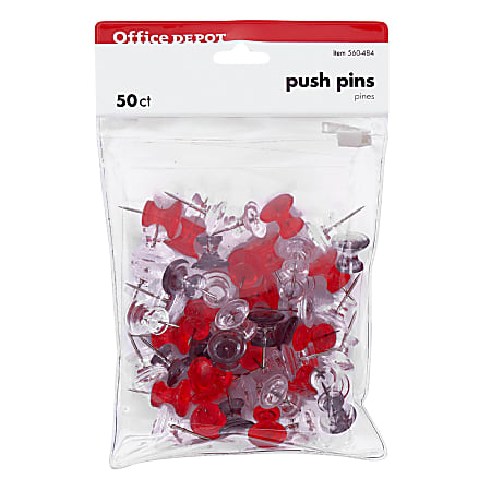 Office Depot® Brand Pushpins, 7/16", Assorted Colors, Pack Of 50