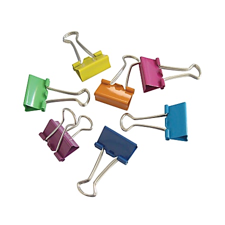 Office Depot® Brand Fashion Binder Clips, 1", Assorted Colors, Pack Of 12