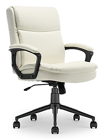 Click365 Transform 2.0 Ergonomic Bonded Leather Mid-Back Office Chair, White/Black