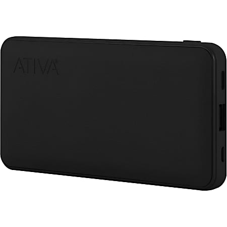 Ativa® 10,000mAh Battery Pack For USB Devices, Black, 46907