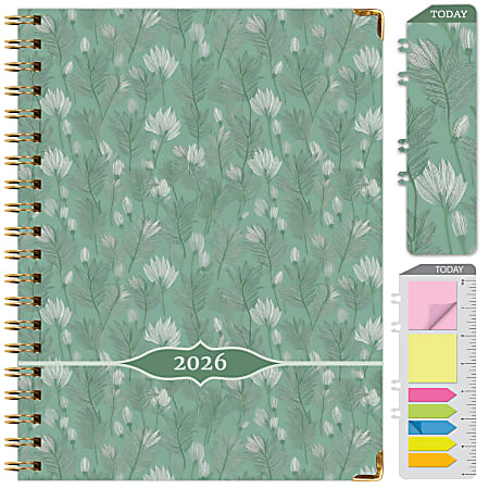 2025-2026 Global Excello Brands Large Print Weekly/Monthly Planner, 8-1/2” x 11", Whispering Meadow, November 2025 To December 2026