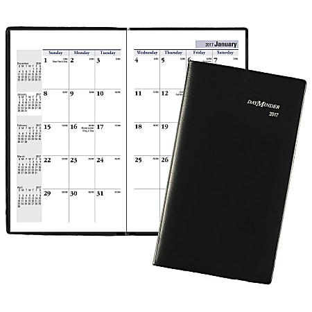DayMinder® Professional Monthly Planner, 3 5/8" x 6 1/16", 30% Recycled, Black, 14 Months, December 2016 to January 2018