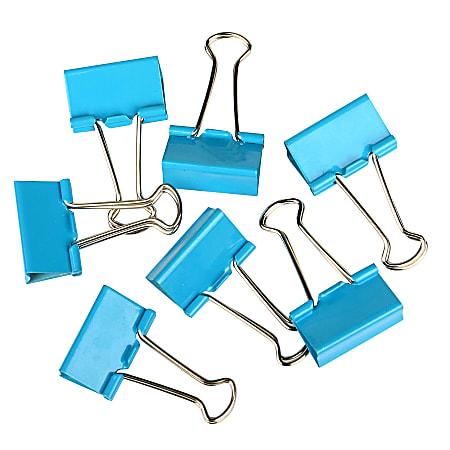 Fashion Binder Clips, 1 1/4", Blue, Pack Of 12