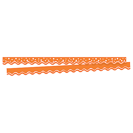Barker Creek Scalloped-Edge Border Strips, 2 1/4" x 36", Happy Tangerine, Pre-K To College, Pack Of 26
