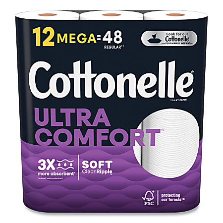Cottonelle® Ultra ComfortCare Toilet Paper, Soft Tissue, Mega Rolls, Septic Safe, 2-Ply, White, 284/Roll, 12 Rolls/Pack, 48 Rolls/Carton