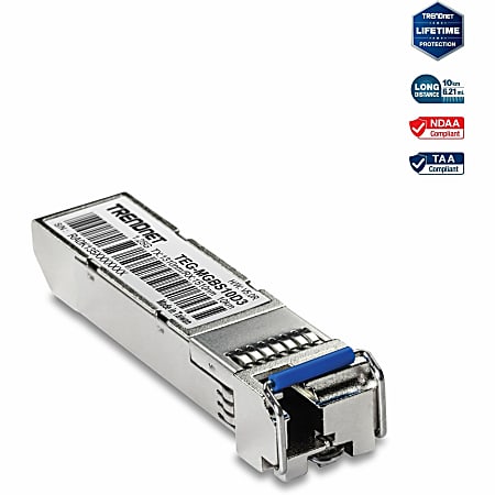 TRENDnet SFP To RJ45 Dual Wavelength Single-Mode LC Module, TEGMGBS10D3