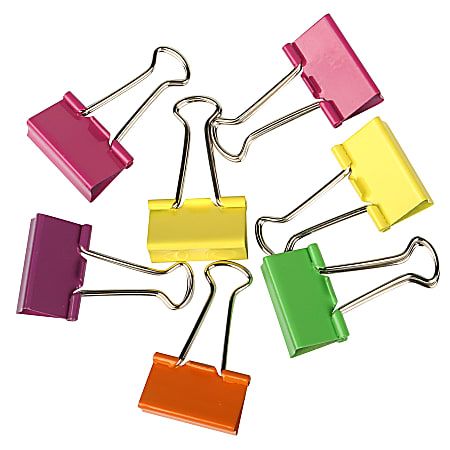 Office Depot® Brand Fashion Binder Clips, 1 1/4", Assorted Colors, Pack Of 12
