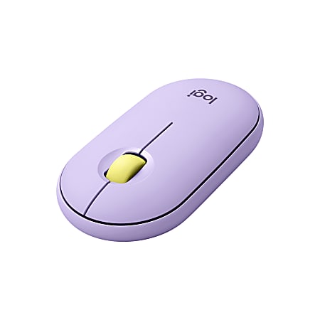 Logitech Pebble Pebble Wireless Mouse with Bluetooth or 2.4 GHz Receiver - Lavender Lemonade - Mouse - optical - 3 buttons - wireless - Bluetooth, 2.4 GHz - USB wireless receiver - lavender, lemonade - clamshell