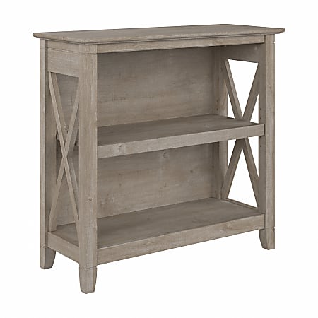 Bush® Furniture Key West Small 30"H 2-Shelf Bookcase, Washed Gray, Standard Delivery