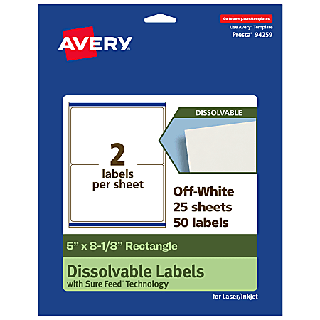 Avery Atte White Rectangle Labels With Sure Feed, 5\" X 7\", 50 Atte...