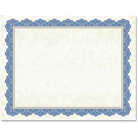 Geographics Drama Blue Border Blank Certificates 8 5 x 11 Inkjet Laser