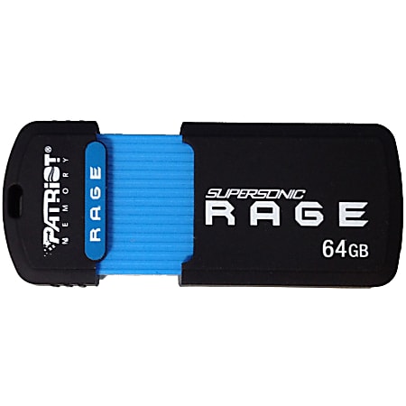 Patriot Memory 64GB Supersonic Rage XT USB 3.0 Flash Drive - 64 GB - USB 3.0 - 180 MB/s Read Speed - 50 MB/s Write Speed - 5 Year Warranty