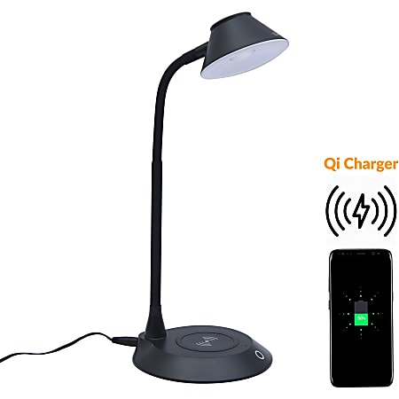 Data Accessories Company MP-323 LED Desk Lamp - 5 W LED Bulb - Adjustable Brightness, Qi Wireless Charging, Flicker-free, Glare-free Light, Dimmable, Touch Sensitive Control Panel, Flexible Neck - Desk Mountable - Black - for Desk, Phone Data Accessories Company MP-323 LED Desk Lamp - 5 W LED Bulb - Adjustable Brightness, Qi Wireless Charging, Flicker-free, Glare-free Light, Dimmable, Touch Sensitive Control Panel, Flexible Neck - Desk Mountable - Black - for Desk, Phone