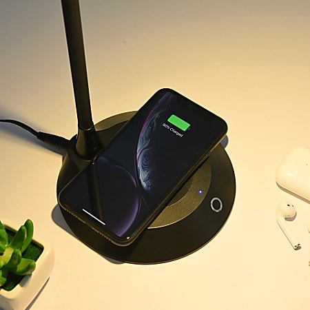 Data Accessories Company MP-323 LED Desk Lamp - 5 W LED Bulb - Adjustable Brightness, Qi Wireless Charging, Flicker-free, Glare-free Light, Dimmable, Touch Sensitive Control Panel, Flexible Neck - Desk Mountable - Black - for Desk, Phone Data Accessories Company MP-323 LED Desk Lamp - 5 W LED Bulb - Adjustable Brightness, Qi Wireless Charging, Flicker-free, Glare-free Light, Dimmable, Touch Sensitive Control Panel, Flexible Neck - Desk Mountable - Black - for Desk, Phone