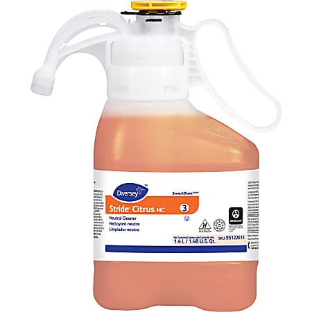 Diversey Stride Citrus HC Neutral Cleaner, 47.3 Oz, Carton Of 2 Bottles