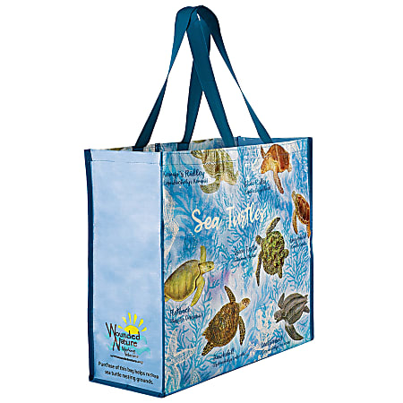 Amscan Wounded Nature Working Veterans Reusable Plastic Tote Bags 16 1 2 H x 18 1 2 W x 6 D Sea Turtles Pack Of 2 Bags