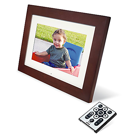 Ativa™ 11" Digital Photo Frame, 256MB Memory, Black And Espresso Wood