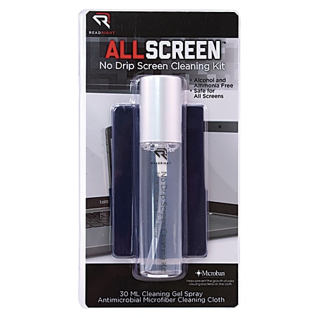Advantus Read/Right No Drip Screen Cleaning Kit - For Display Screen - Ammonia-free, Alcohol-free, Reusable, Antimicrobial, Anti-bacterial, Prevents Germs - MicroFiberAerosol Spray Can - 1 Each - Assorted