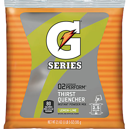 Gatorade Thirst Quencher Powder Mix, Lemon Lime Flavor, 21 Oz, Carton Of 32 Pouches