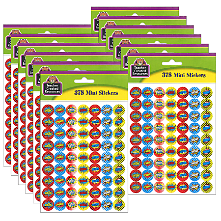 Teacher Created Resources® Mini Stickers, Superhero, 378 Stickers Per Pack, Set Of 12 Packs