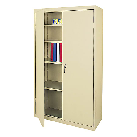 Realspace® 72" Steel Storage Cabinet With 4 Adjustable Shelves, 72"H x 36"W x 18"D, Putty