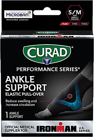CURAD® Elastic Ankle Support With Microban®, Small/Medium, Black