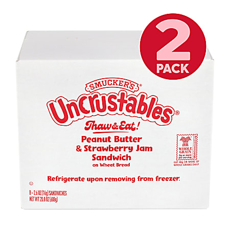 Smuckers Peanut Butter Strawberry Wheat Uncrustables 2.6 Oz Total Qty ...