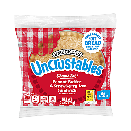 Smuckers Peanut Butter Strawberry Wheat Uncrustables 2.6 Oz Total Qty ...