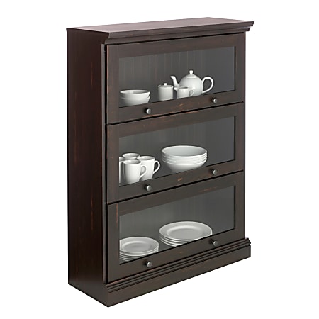 Realspace Soho Premium Barrister Bookcase 3 Shelf 48 18 H x 35 38 W x 14 D Antiqued Black Office Depot