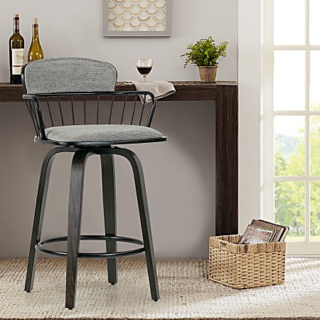 Glamour Home Baker Fabric Counter-Height Stools With Backs, Gray/Walnut, Set Of 2 Stools