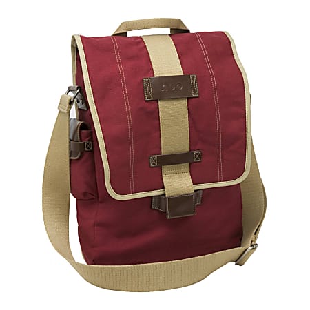 Nuo Vertical Canvas Messenger Bag For 15.6" Laptops, Red