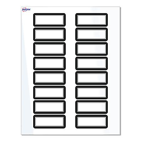 Avery® Print-To-The-Edge Labels With Sure Feed® Technology, S00-D29-PRWGP10, Rectangle, 1" x 2-5/8", Glossy White, Preprinted Double Black Border Design, Pack Of 160
