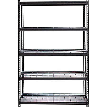 Lorell Wire Deck Shelving, 72"H x 48"W x 18"D, Recycled, Black, Steel, 1Each