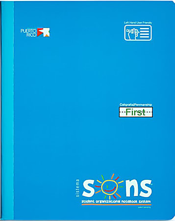 SONS System First Notebooks, 9-3/4" x 7-1/2", 1 Subject, Primary Rule, 200 Sheets, Blue