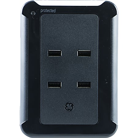 GE® 4-Port 4-Outlet USB Surge Protector Tap, Black