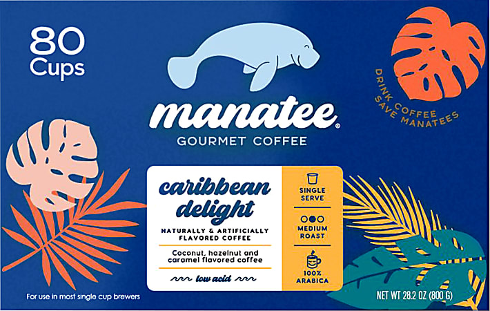 Manatee Gourmet Coffee Single-Serve Coffee K-Cup®, Caribbean Delight Blend, Carton Of 80