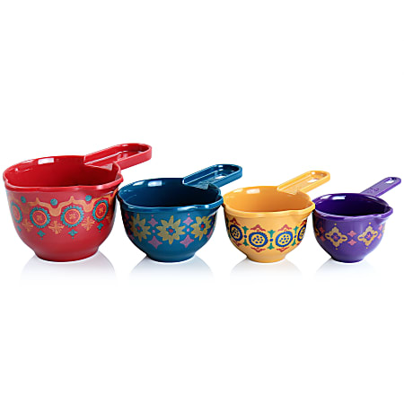 Spice by Tia Mowry Cassia Cinnamon 4 Piece Melamine Measuring Cups in Assorted Colors