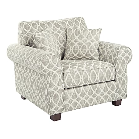 Office Star™ Rolled Armchair With 2 Pillows, Mist Geo Dove