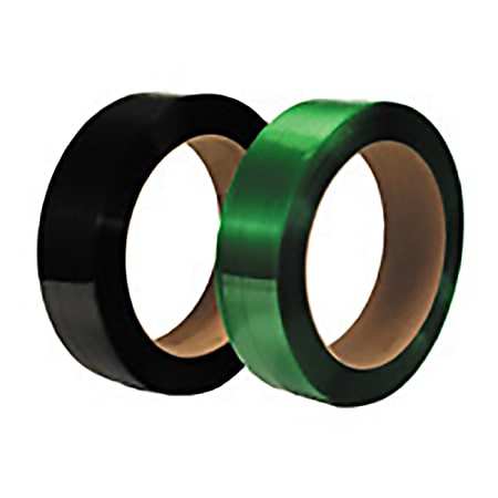 Smooth Polyester Strapping, 1/2" Wide x .020 Gauge, 3,600', 16" x 3" Core, 600 Lb. Break Strength, Black