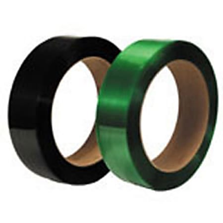 Smooth Polyester Strapping, 1/2" Wide x .028 Gauge, 3,250', 16" x 3" Core, 820 Lb. Break Strength, Black