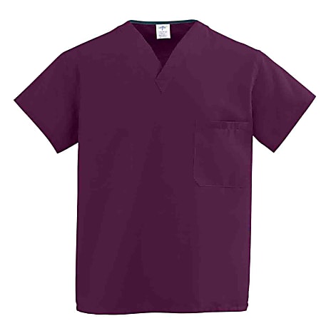 Medline ComfortEase™ 1-Pocket Reversible Unisex Scrub Top, 2X, Wine