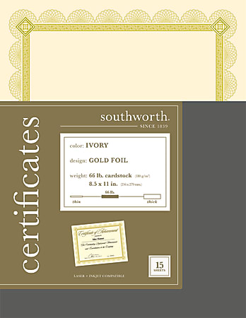 Southworth Parchment Cover Stock, Ivory, 65 lbs, 8.5 x 11 - 100 sheets