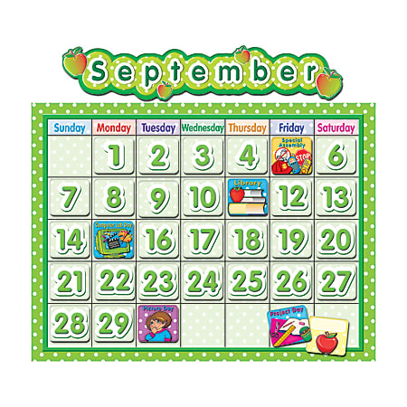 Teacher Created Resources Calendar Bulletin Board Set, 24" x 18", Polka Dot
