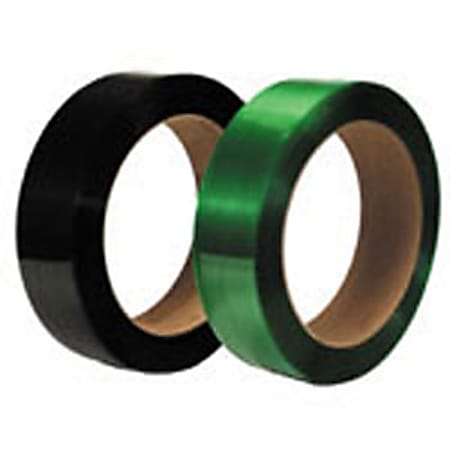 Smooth Polyester Strapping, 5/8" Wide x .030 Gauge, 1,900', 16" x 3" Core, 1,100 Lb. Break Strength, Black