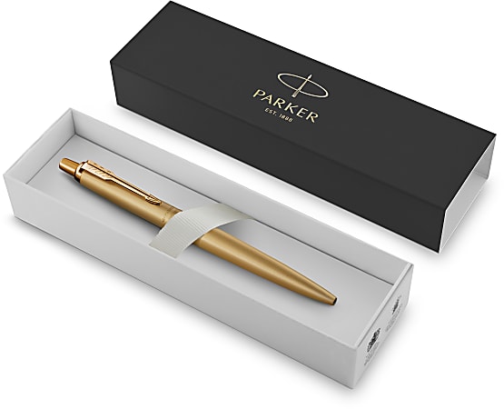 Parker Jotter Gel Pen, Medium Point, 0.7 mm, Stainless-Steel/Gold Barrel, Black Ink