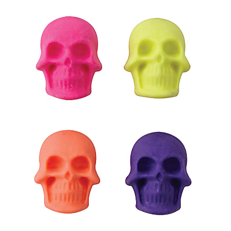 Fun Fashion Erasers, Skulls, Pack Of 4