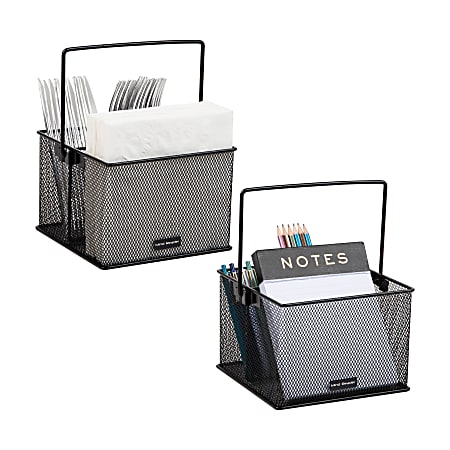 Mind Reader Utensil Accessory Caddy Countertop Utensil Organizer, 5"H x 7"W x 7"D, Black, Set of 2