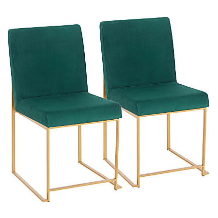 LumiSource Fuji High Back Dining Chairs, Green/Gold, Set