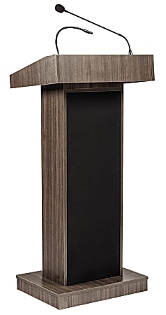 Oklahoma Sound 800X Series Orator Lectern, Wireless Handheld Mic, 46”H x 22”W x 17”D, Ribbonwood