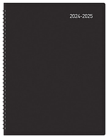 2024-2025 Office Depot® Brand 14-Month Weekly/Monthly Academic Planner, Vertical Format, 8" x 11", 30% Recycled, Black, July 2024 To August 2025